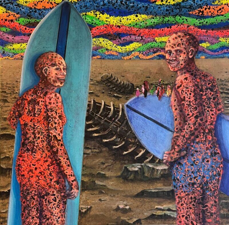 Les surfeurs - 100x100cm - Dediex